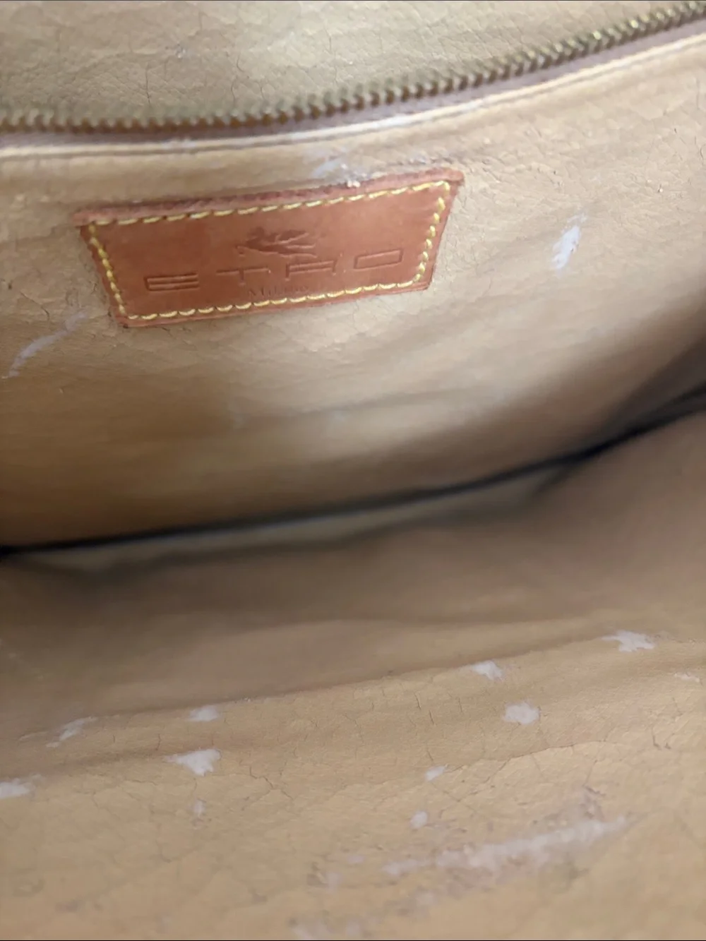 Leather-Trim Paisley Briefcase Bag in Brown